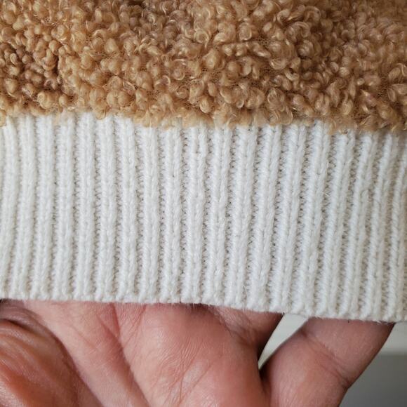 Anthropologie Women Dolan Sherpa Quarter Zip Pullover L Casual Neutral Cozy - Picture 7 of 12